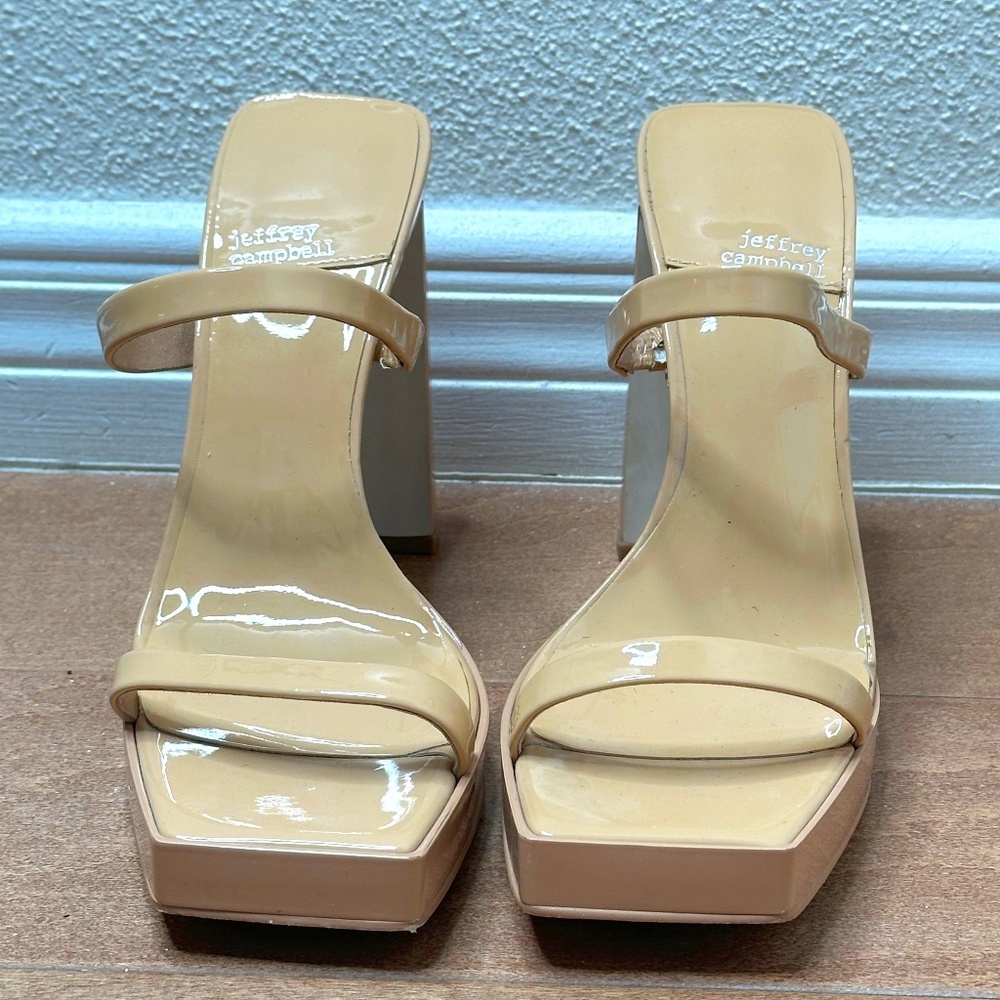 Jeffrey Campbell nude skinny block heel Sandal